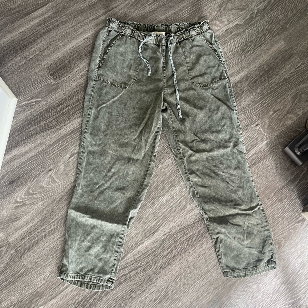 Thread & Supply Womens M Very Soft Lyocell  Pants Drawstring Olive Green